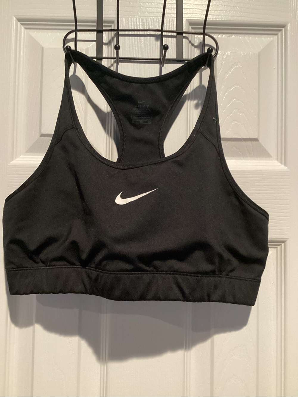 Nike Black Racerback Sports Bra with White Swoosh